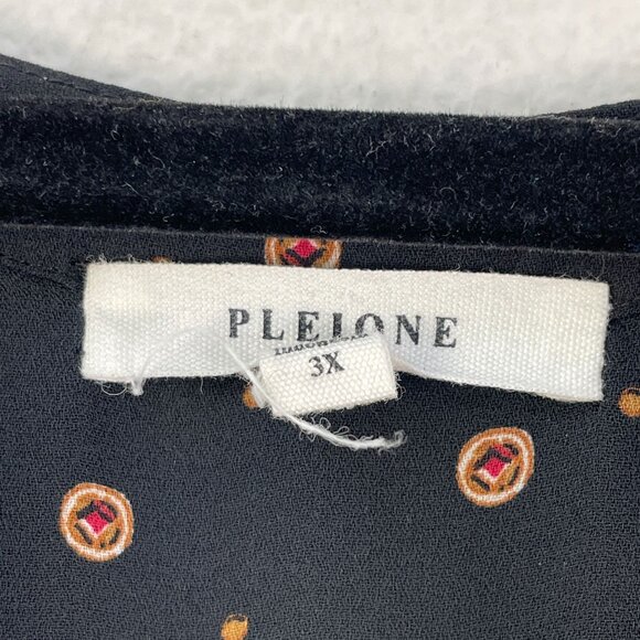 Pleione Womens Plus 3X Blouse Polka Dot Long Sleeve Tunic Top Pleated Back - Picture 4 of 10